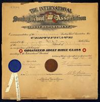 Bridesburg Presbyterian Church Sunday School certificate.