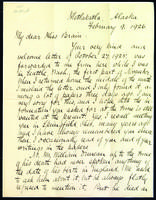Letter written by Edward Marsden, 1926.