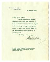 Letter to Reverend. J. Wilbur Chapman from Woodrow Wilson.