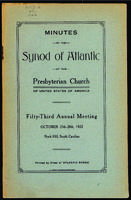 Synod of Atlantic minutes, 1922.
