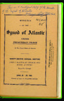 Synod of Atlantic minutes, 1961.