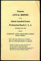 Atlantic Synodical Society annual meeting program, 1938.