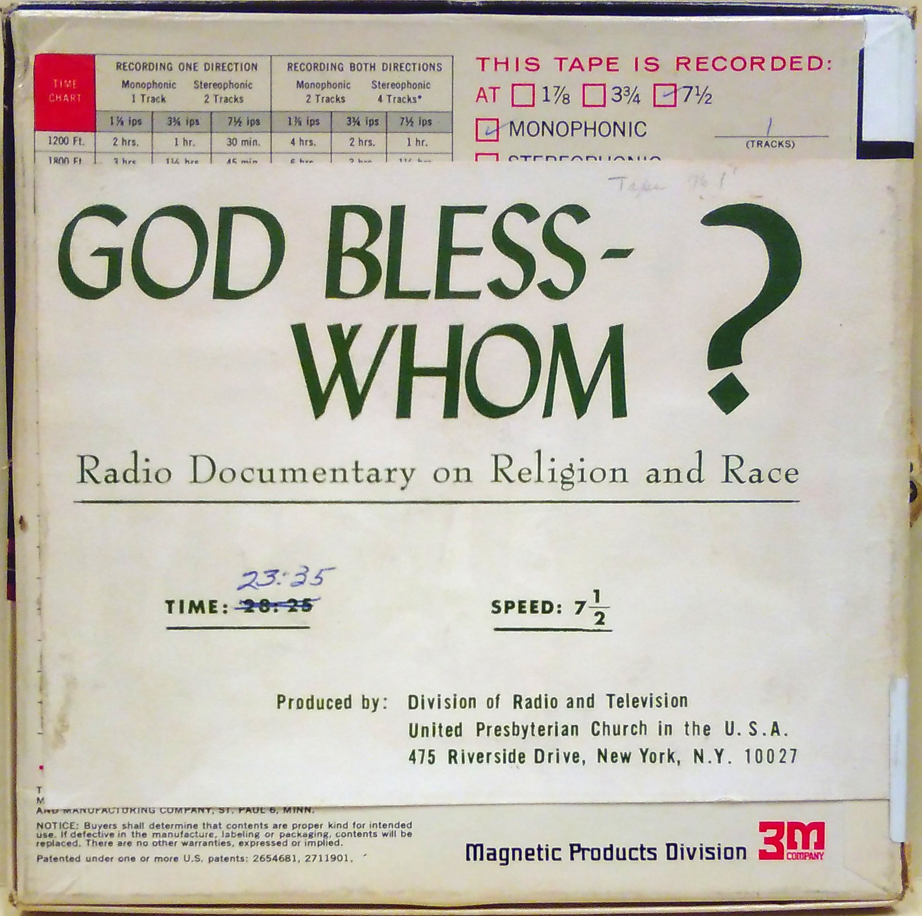 God bless - whom? :