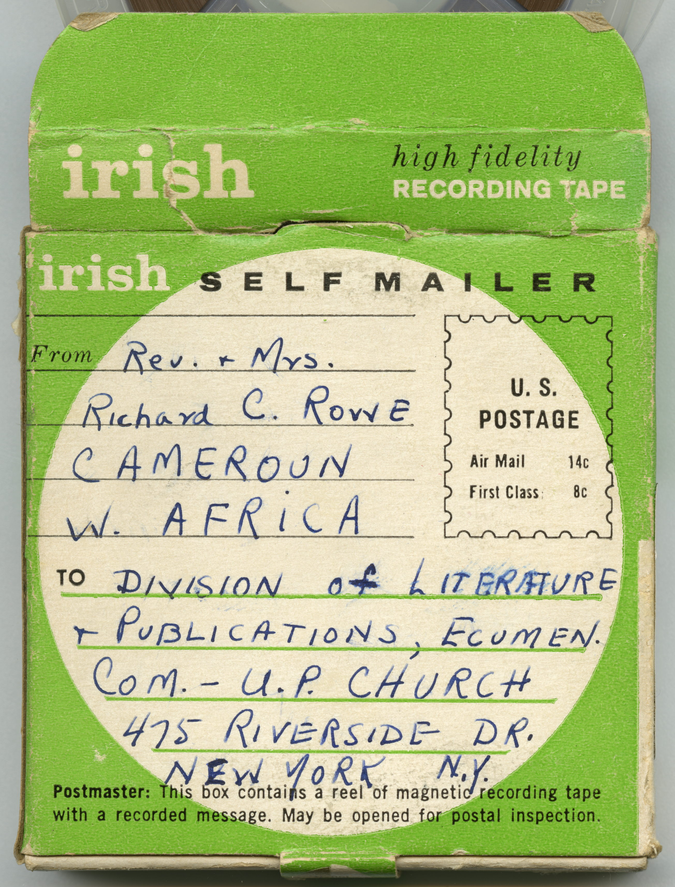 Richard C. and Anna Mae Rowe report from Cameroon, 1960, side 1.