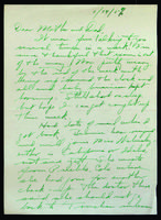 Edith Millican correspondence to her parents, Aimee and Frank Millican, 1957.