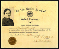 Edith Millican New Mexico Medical License, April 1942.