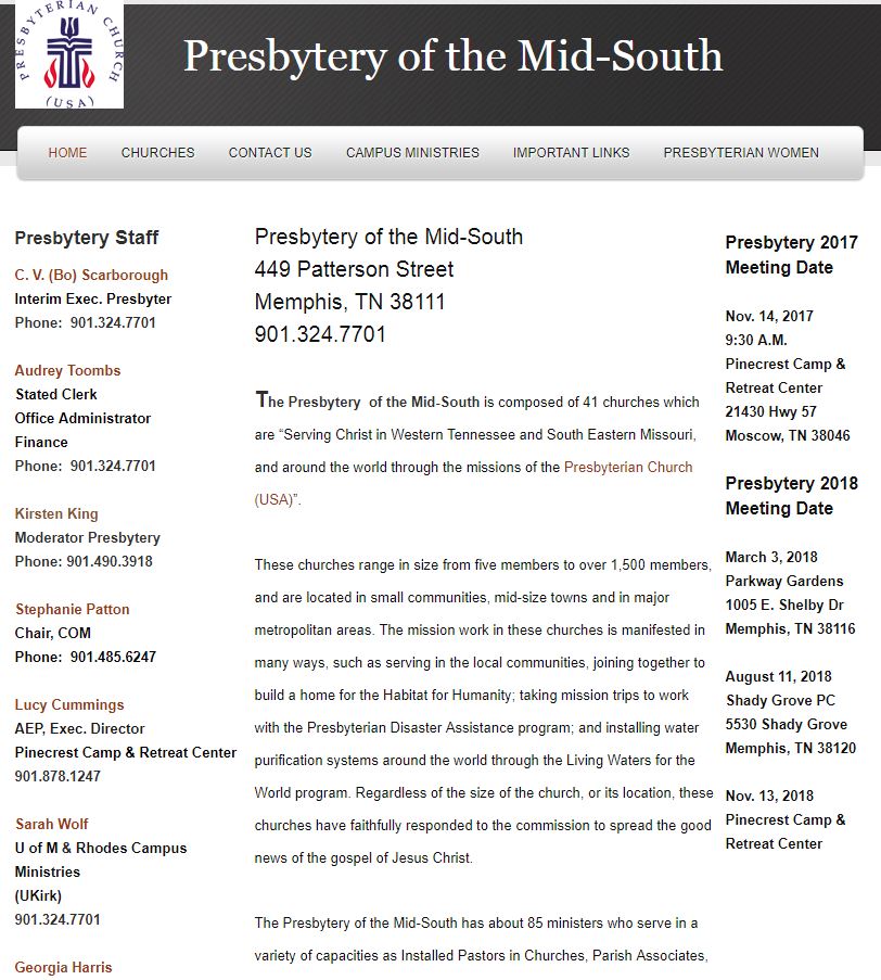 Presbytery of the Mid-South.