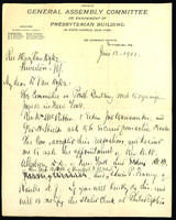 Correspondence to Henry Van Dyke regarding his election as Moderator to the General Assembly, 1902.