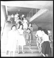View of stairs with students.