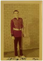 Jack Rogers in marching band uniform, 1951.