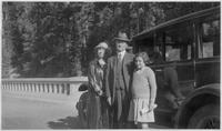Aimee Millican, Edith Millican and Mr. Butler at Mt. Hood, Oregon, 1925.