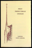 First Presbyterian Church, Gastonia, North Carolina, morning worship program, 1965.