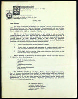 Circular letter from the co-chairpersons of the Joint Committee on Reunion, 1982.