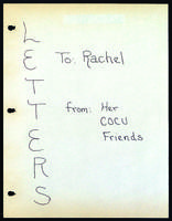 Letters to Rachel Henderlite from her Consultation on Church Union friends, 1981.