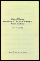 Rachel Henderlite memorial service program, 1991.