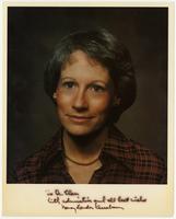 Portrait of Senator Nancy Kassebaum with handwritten note to Rev. Edward L. R. Elson.