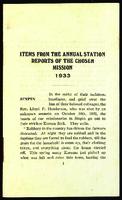 Items from the Annual Station Reports of the Chosen Mission, 1933.