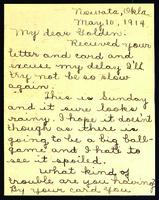 Letter to Golden Baird, May 10, 1914.