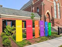 First Presbyterian Church (Columbus, Ind.) Pride display.