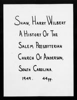 A History of the Salem Presbyterian Church of Anderson, South Carolina.