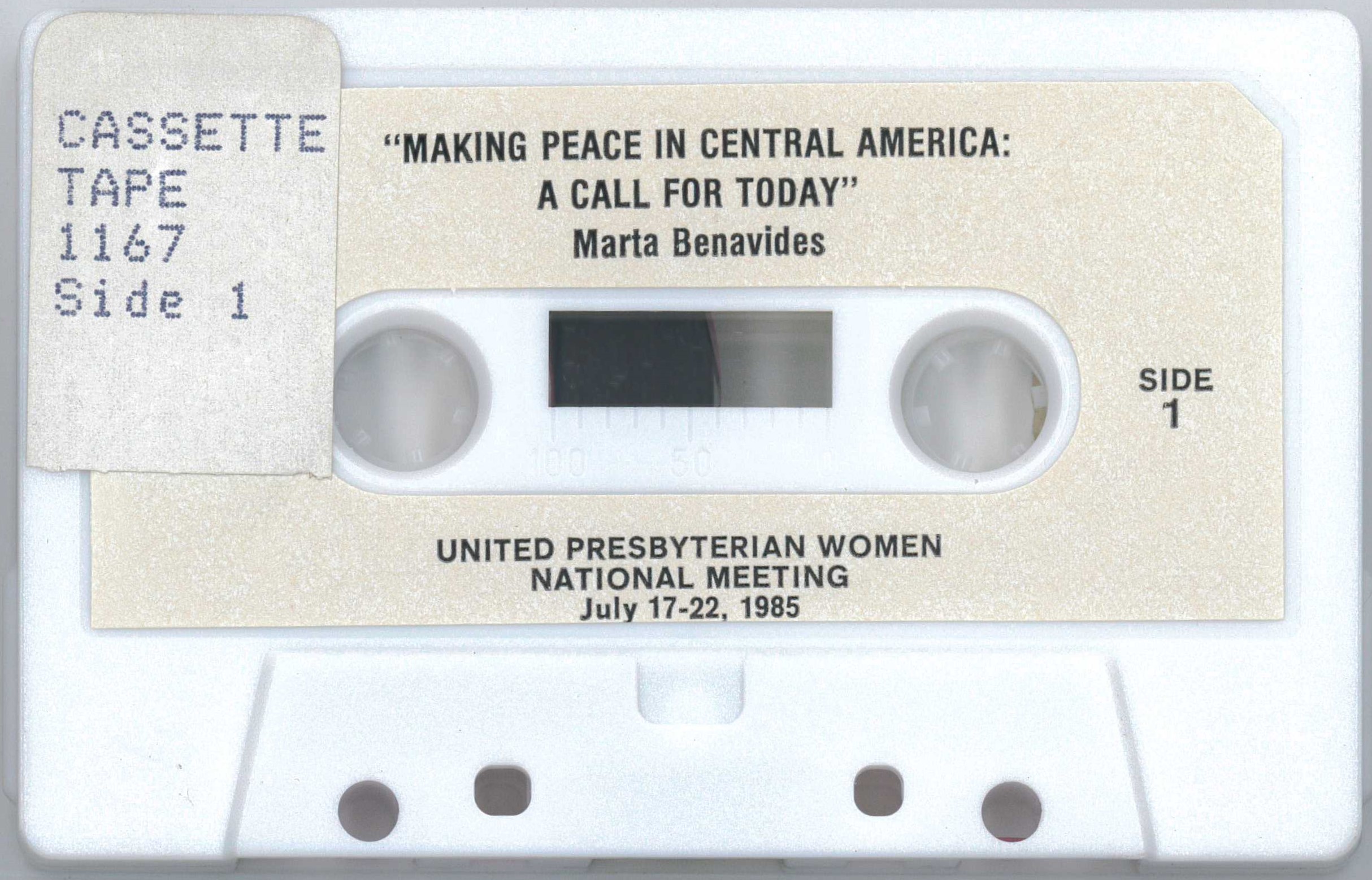 Making peace in Central America : a call for today, Marta Benavides, 1985