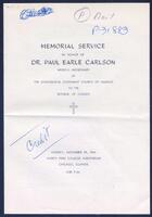 Memorial service in honor of Dr. Paul Earle Carlson.
