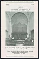 Good Shepherd United Presbyterian Church (Philadelphia, Pa.) Tenth Anniversary Program, 1971.