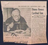 Dinner honors Cardinal Tien.