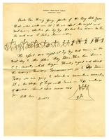 Letter from Kepler Van Evera to daughter, Louise.