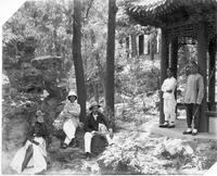 China missionaries in garden.