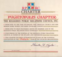 Charter of the Pugetopolis Chapter of the Religious Public Relations Council. 