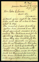 Letter to J.C. Lowrie from Peter Dougherty, Somers, Kenosha County, Wisconsin, August 2, 1880.