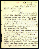Letter to Walter Lowrie from Peter Dougherty, Grove Hill, December 6, 1861.