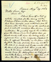 Letter to Walter Lowrie from Peter Dougherty, Omena, August 29, 1863.