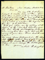 Letter to James McKean from Peter Dougherty, New Mission, March 13, 1854.