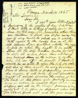 Letter to Walter Lowrie from Peter Dougherty, Omena, March 14, 1865.