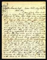 Letter to Walter Lowrie from Peter Dougherty, Grove Hill, August 21, 1854.
