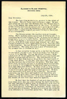Dear Friends letter from M.P. Young, Elizabeth Blake Hospital, July 29, 1924.